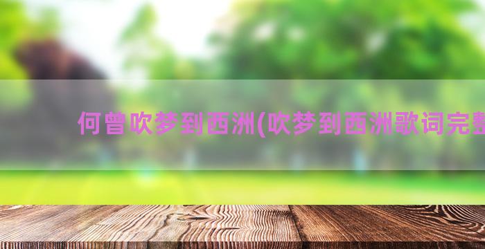 何曾吹梦到西洲(吹梦到西洲歌词完整版)