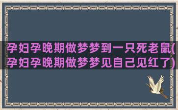 孕妇孕晚期做梦梦到一只死老鼠(孕妇孕晚期做梦梦见自己见红了)