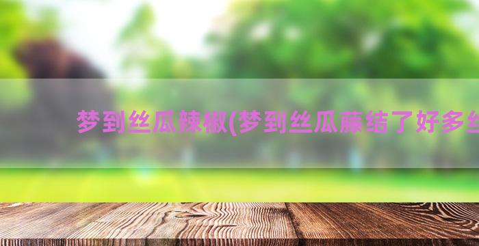 梦到丝瓜辣椒(梦到丝瓜藤结了好多丝瓜)