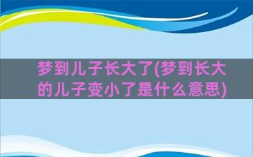 梦到儿子长大了(梦到长大的儿子变小了是什么意思)