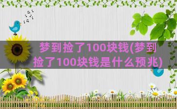 梦到捡了100块钱(梦到捡了100块钱是什么预兆)