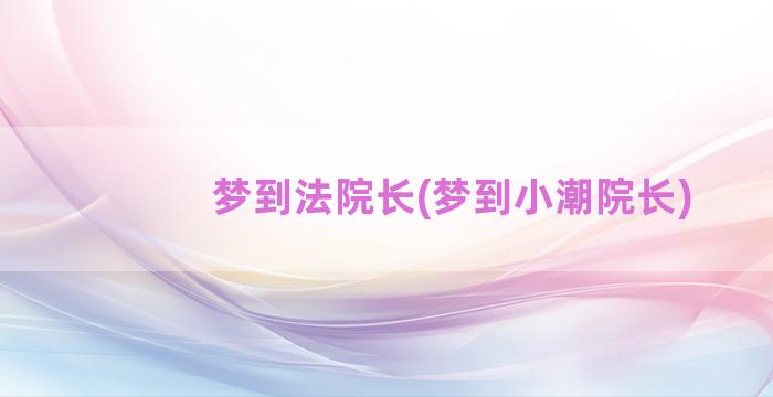 梦到法院长(梦到小潮院长)