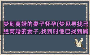 梦到离婚的妻子怀孕(梦见寻找已经离婚的妻子,找到时他已找到属于她的另一半)