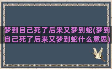 梦到自己死了后来又梦到蛇(梦到自己死了后来又梦到蛇什么意思)