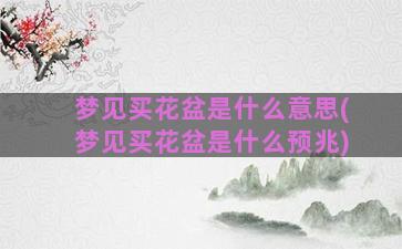 梦见买花盆是什么意思(梦见买花盆是什么预兆)