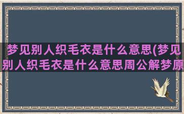 梦见别人织毛衣是什么意思(梦见别人织毛衣是什么意思周公解梦原版)