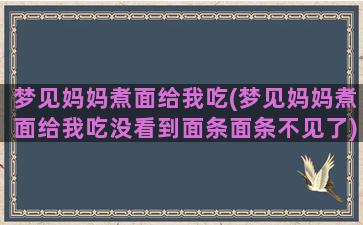 梦见妈妈煮面给我吃(梦见妈妈煮面给我吃没看到面条面条不见了)