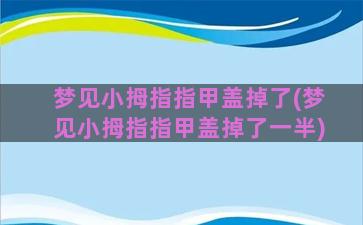 梦见小拇指指甲盖掉了(梦见小拇指指甲盖掉了一半)