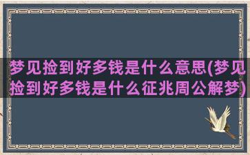 梦见捡到好多钱是什么意思(梦见捡到好多钱是什么征兆周公解梦)