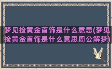 梦见捡黄金首饰是什么意思(梦见捡黄金首饰是什么意思周公解梦)