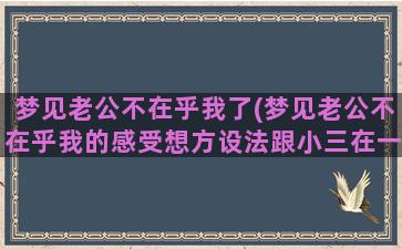 梦见老公不在乎我了(梦见老公不在乎我的感受想方设法跟小三在一起)