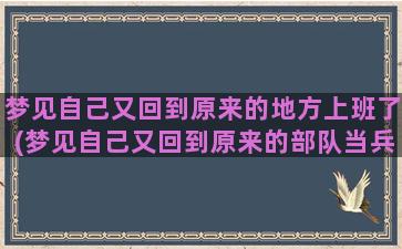 梦见自己又回到原来的地方上班了(梦见自己又回到原来的部队当兵了)