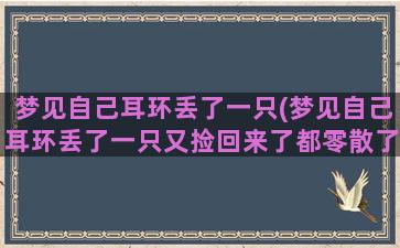 梦见自己耳环丢了一只(梦见自己耳环丢了一只又捡回来了都零散了是什么意思)