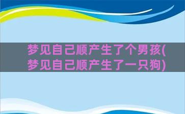 梦见自己顺产生了个男孩(梦见自己顺产生了一只狗)