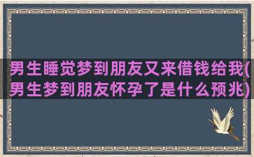 男生睡觉梦到朋友又来借钱给我(男生梦到朋友怀孕了是什么预兆)