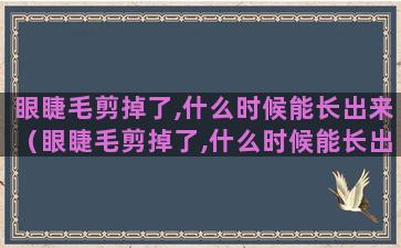 眼睫毛剪掉了,什么时候能长出来（眼睫毛剪掉了,什么时候能长出来）(眼睫毛剪掉了)