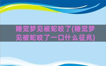 睡觉梦见被蛇咬了(睡觉梦见被蛇咬了一口什么征兆)